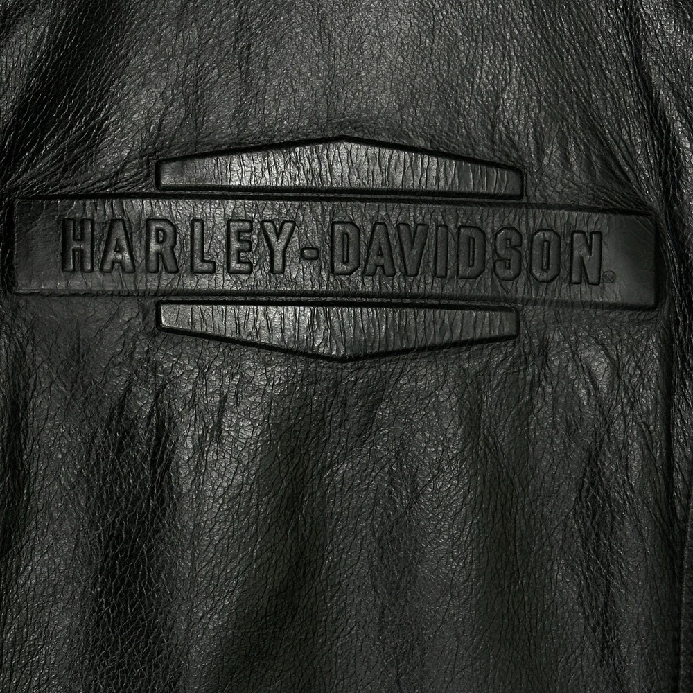 Harley Davidson Genuine Leather Jacket Black Riding Gear Vented Logo Women's Sml - Picture 5 of 15